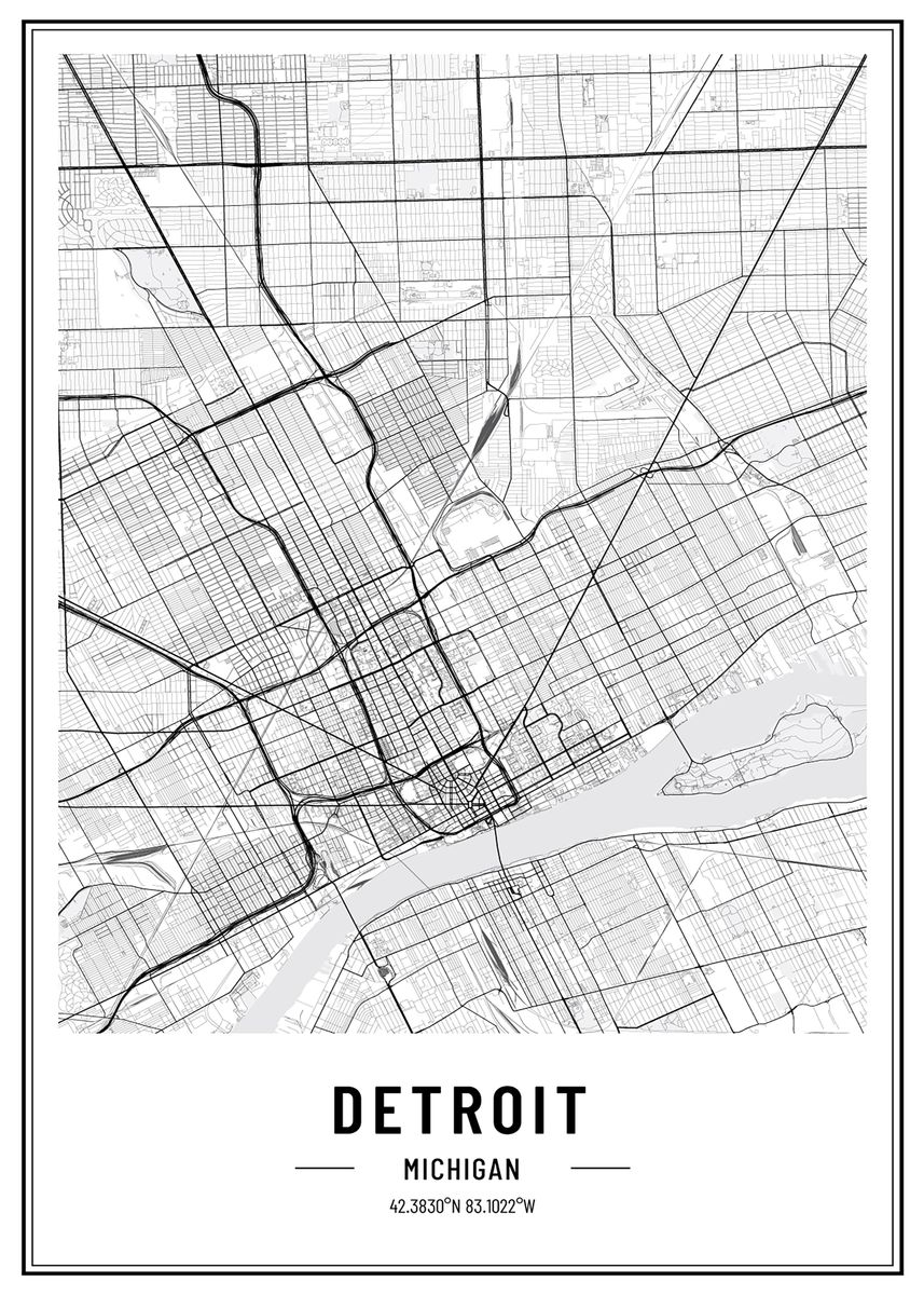 'Detroit USA map' Poster by Designersen | Displate