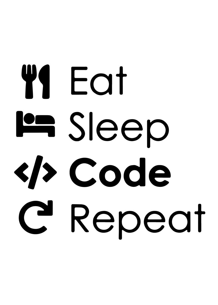 'Eat Sleep Code Repeat ' Poster, picture, metal print, paint by Metal ...