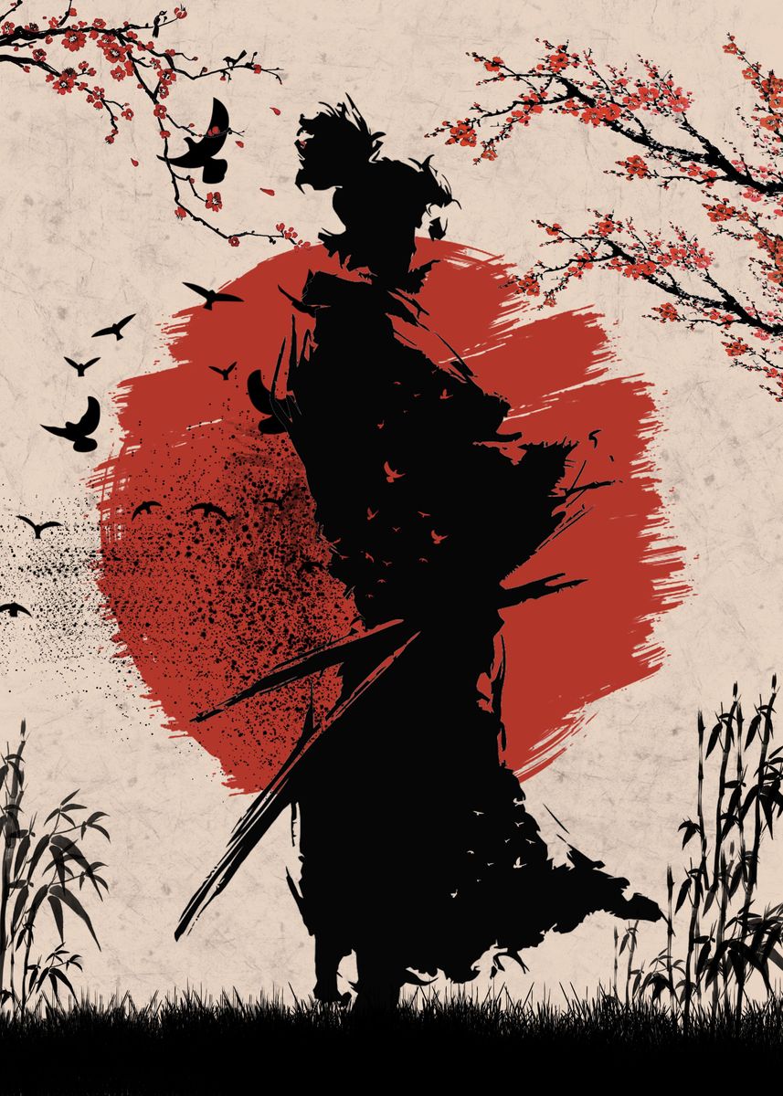 'Samurai In Moon' Poster by Theng Id | Displate