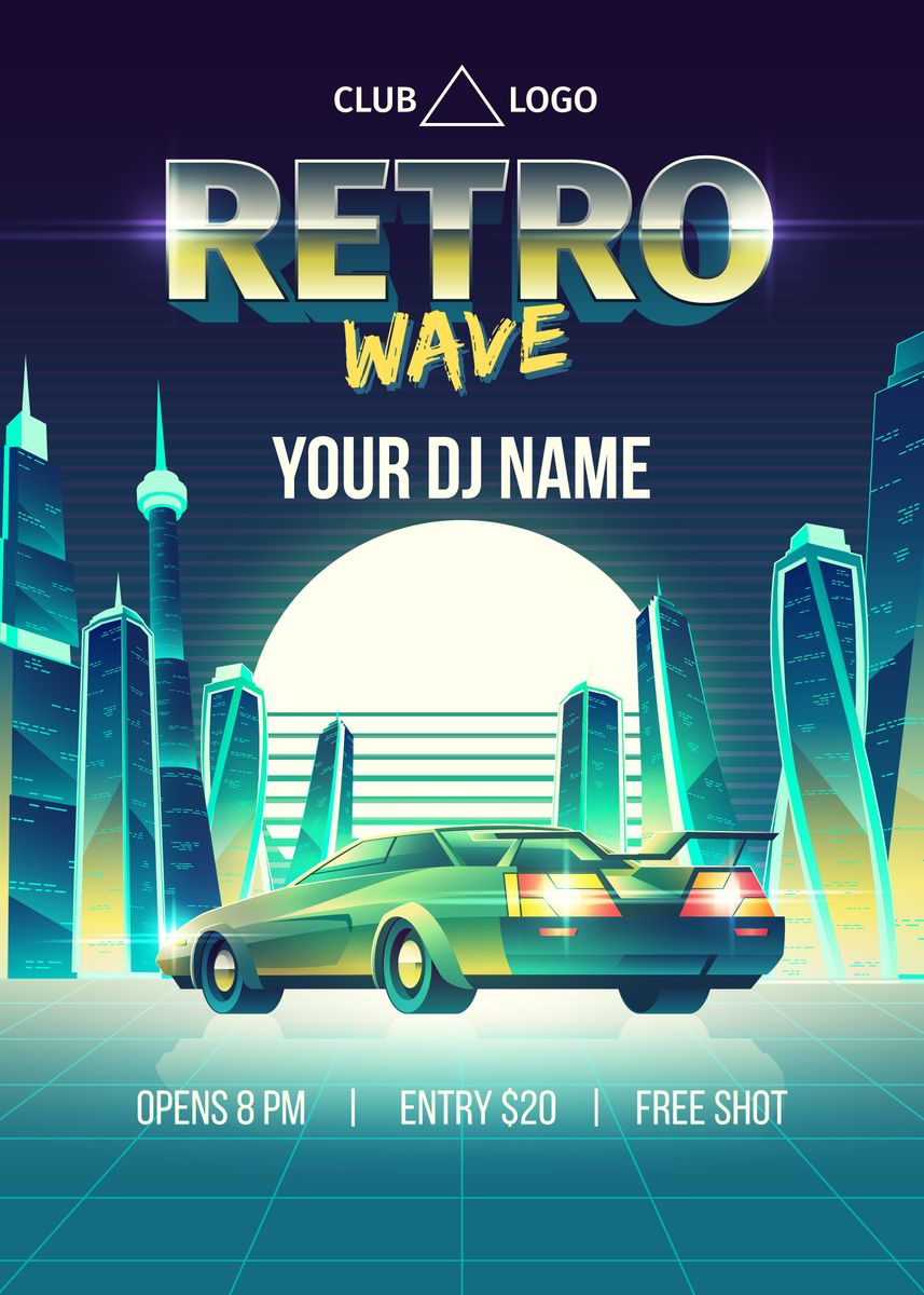 Retro Wave Music Party Poster By Carlosbalistreri Studio Displate