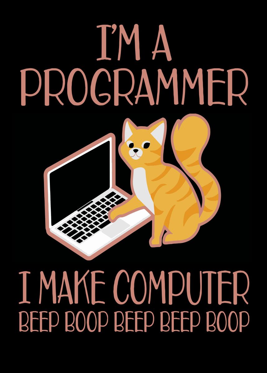 'Programmer Cat' Poster, picture, metal print, paint by Metal Posters ...