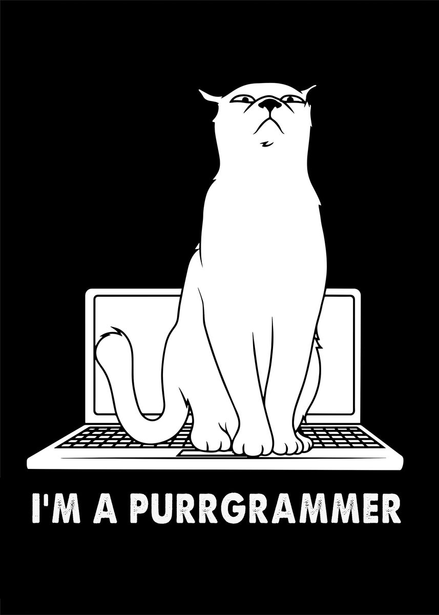 'Programmer Cat' Poster, picture, metal print, paint by Metal Posters ...
