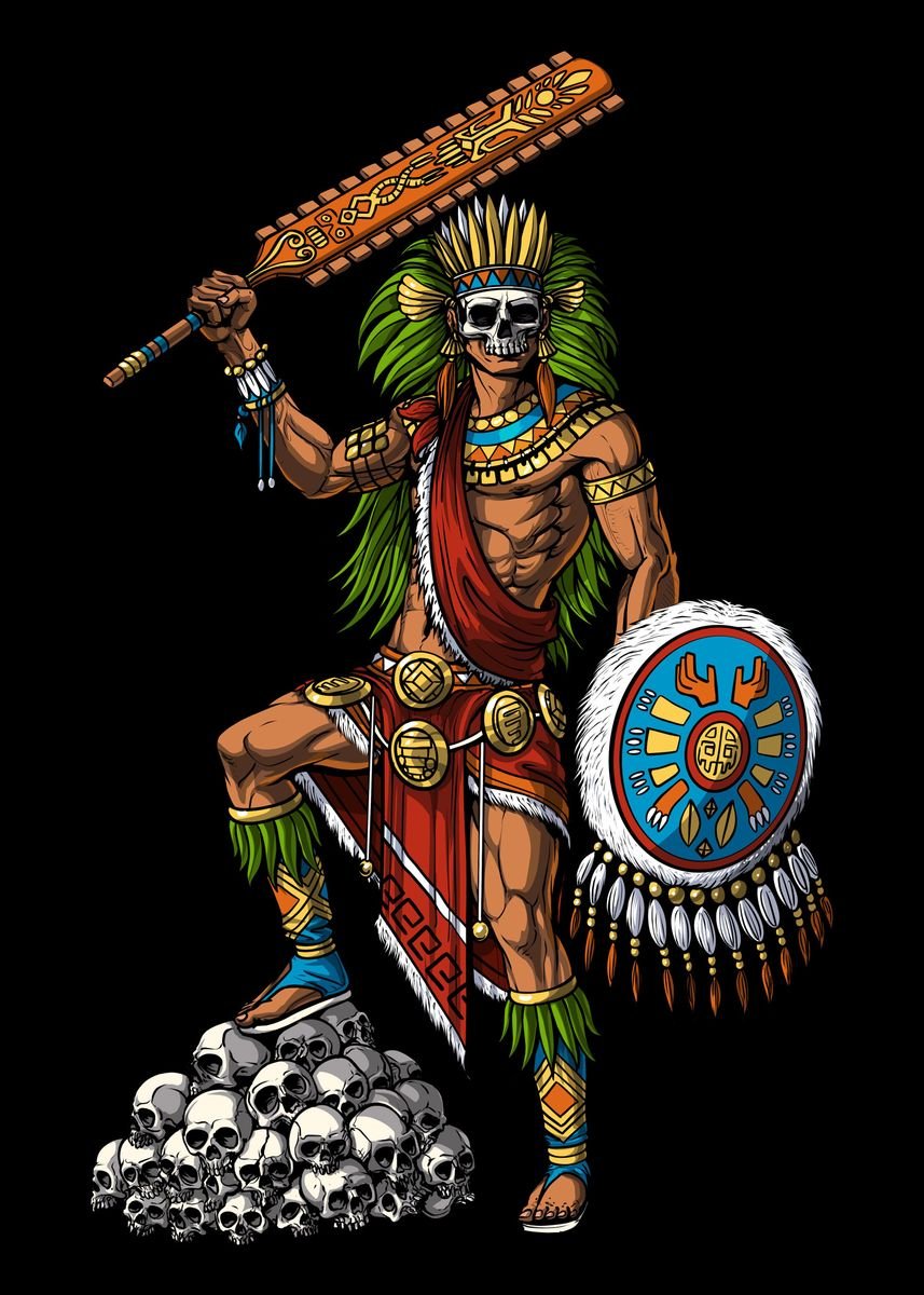 'Aztec King Warrior ' Poster, picture, metal print, paint by ...