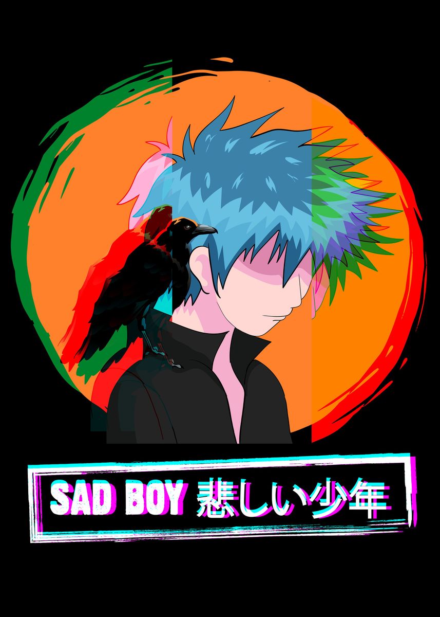 Sad Anime Boy Raven Crow Poster By Aestheticalex Displate