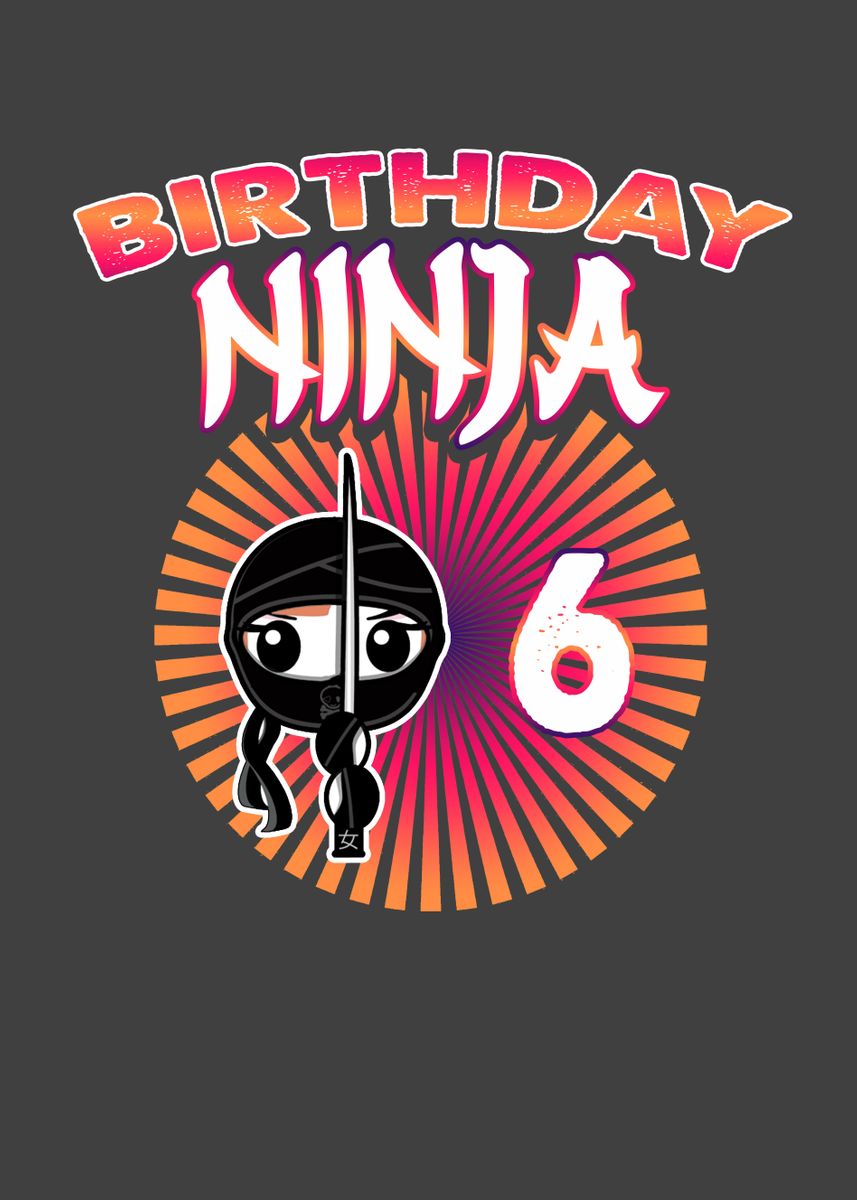 ‘Birthday Ninja Children’ Poster, picture, metal print, paint by