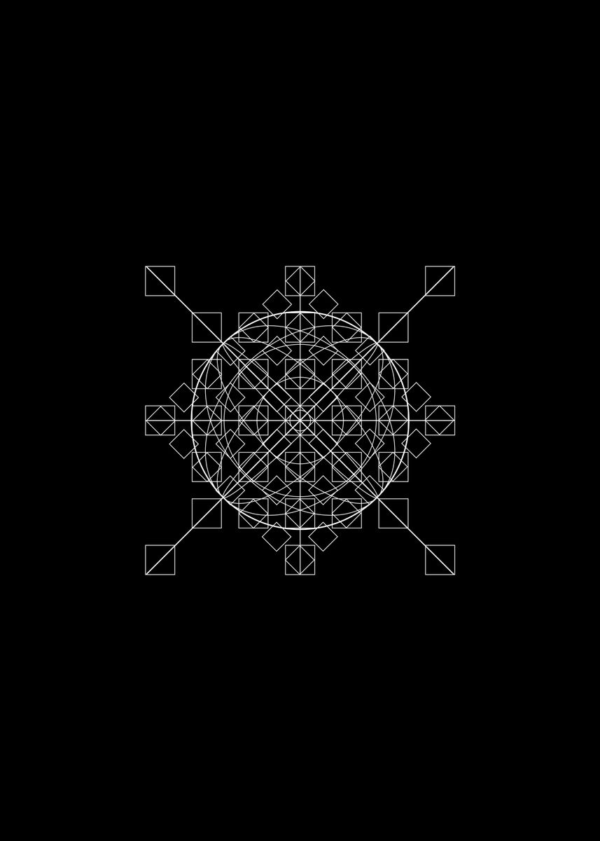 Mandala Rune 'Black Glyph Mandala Rune' Poster by Holy Rock Design | Displate