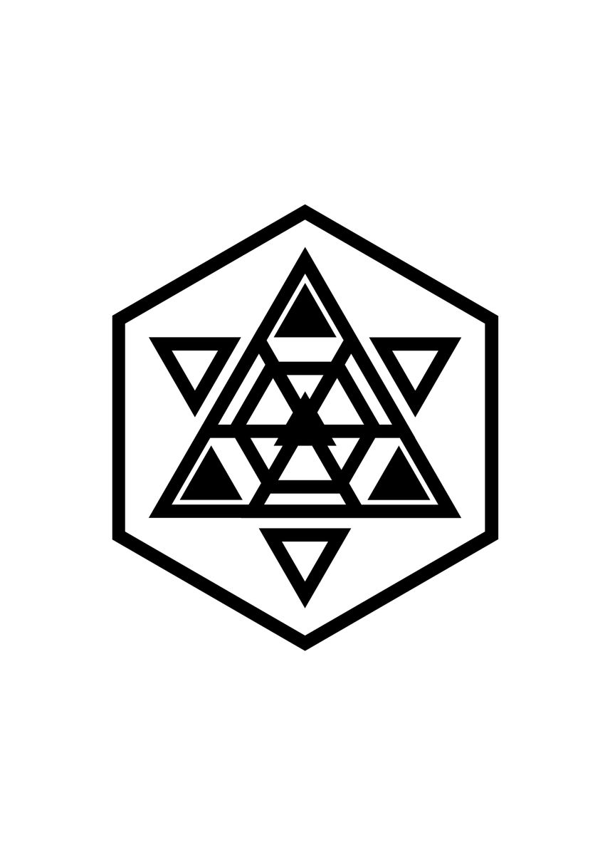 'Black Sacred Geometry Rune' Poster, picture, metal print, paint by ...