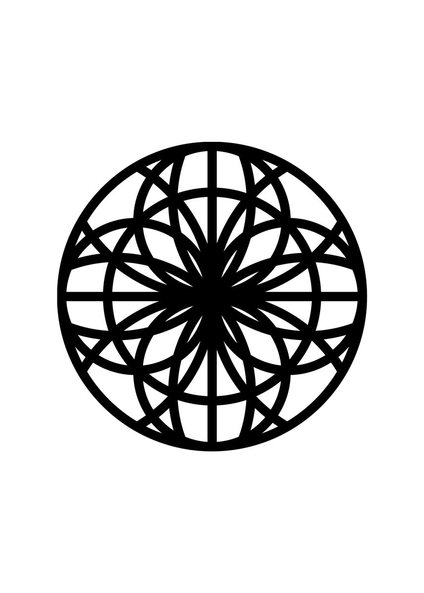 'Black Sacred Geometry Rune' Poster, picture, metal print, paint by ...