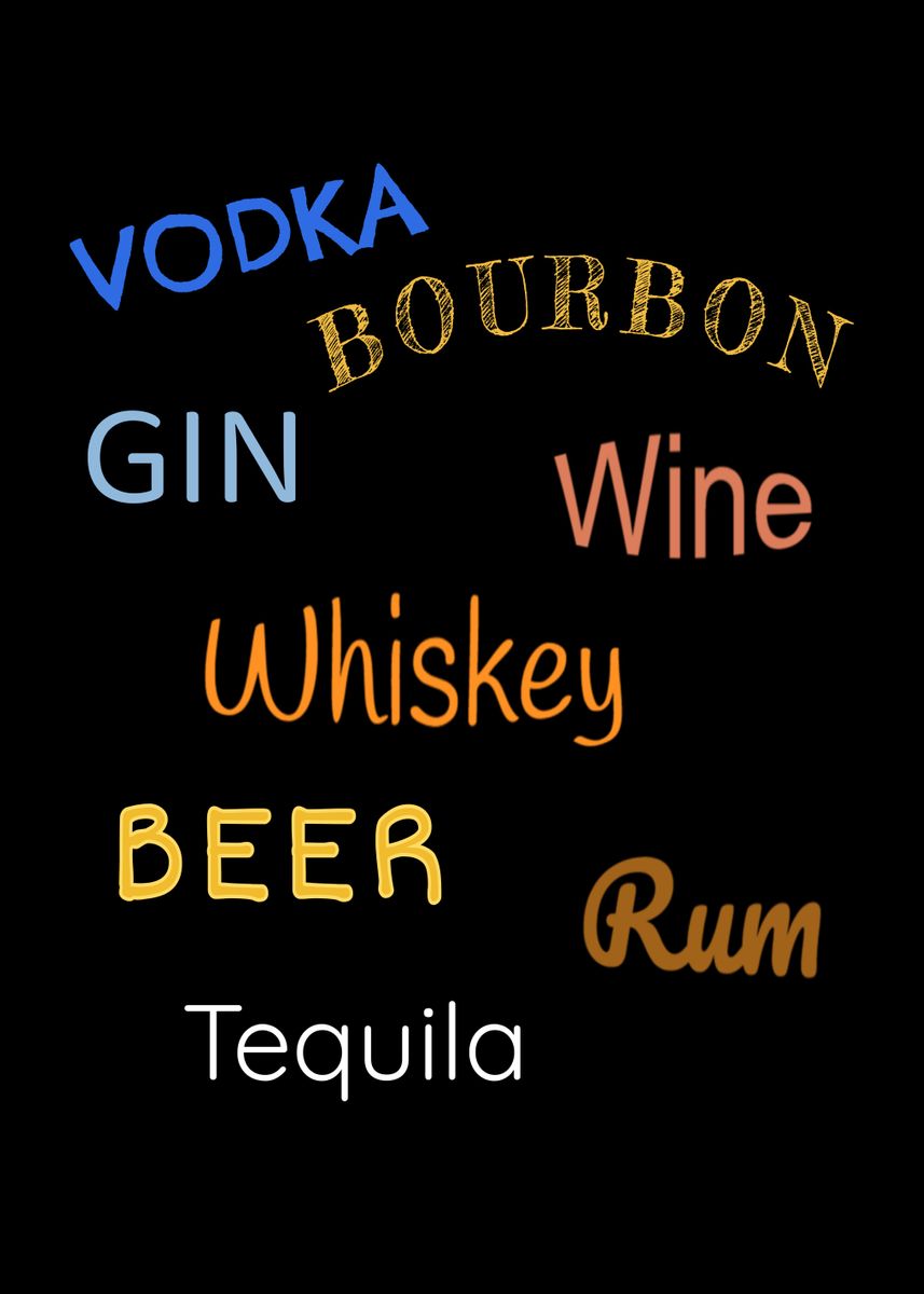 'Alcohol Lover Types' Poster, picture, metal print, paint by Youwantit