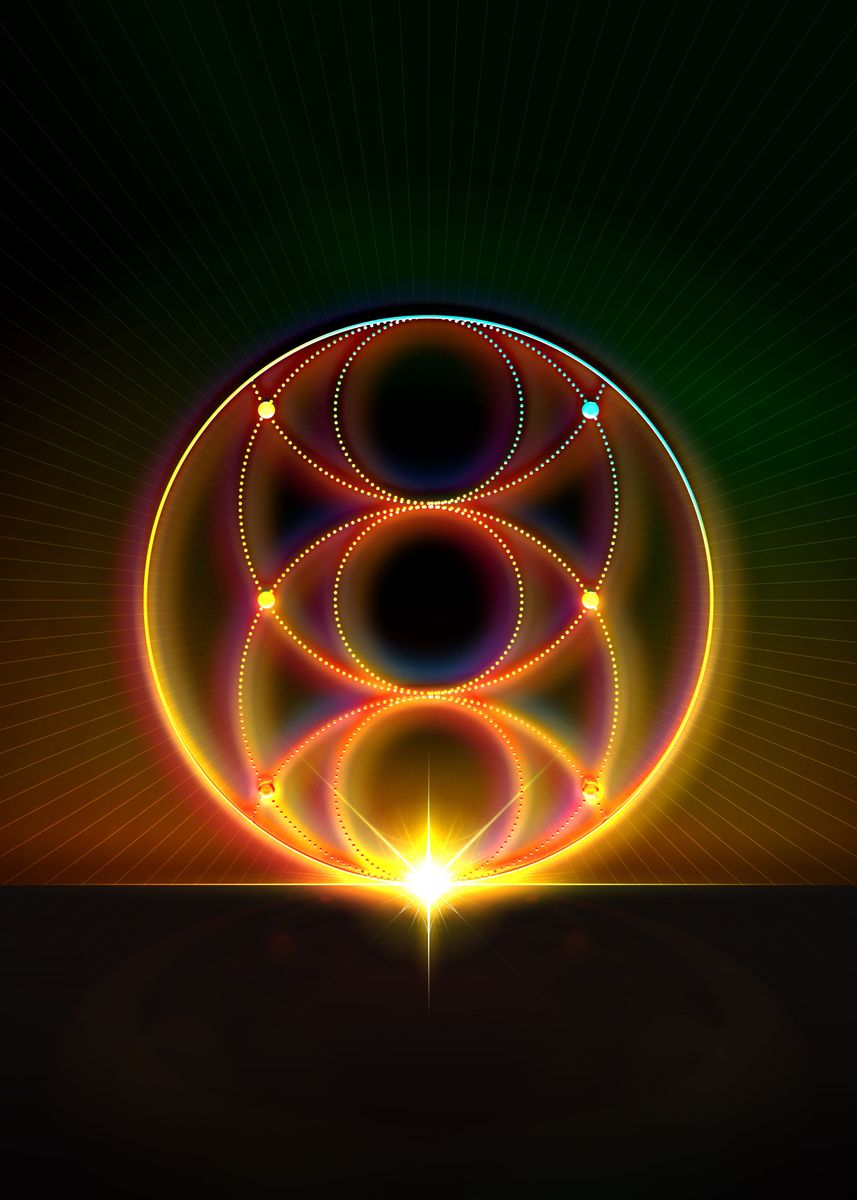 Mandala Rune 'Neon Glyph Mandala Rune' Poster by Holy Rock Design | Displate