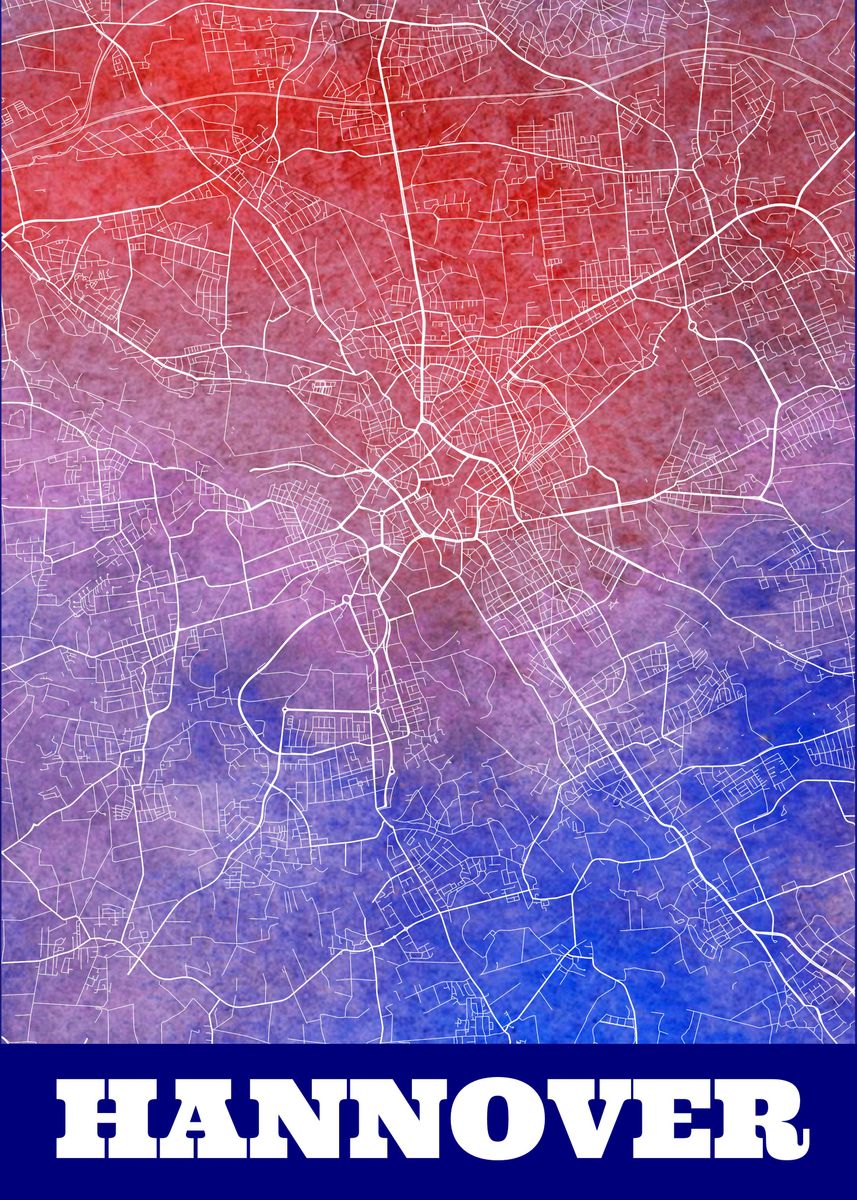 'Hannover Germany City Map' Poster by Tim Hinz | Displate