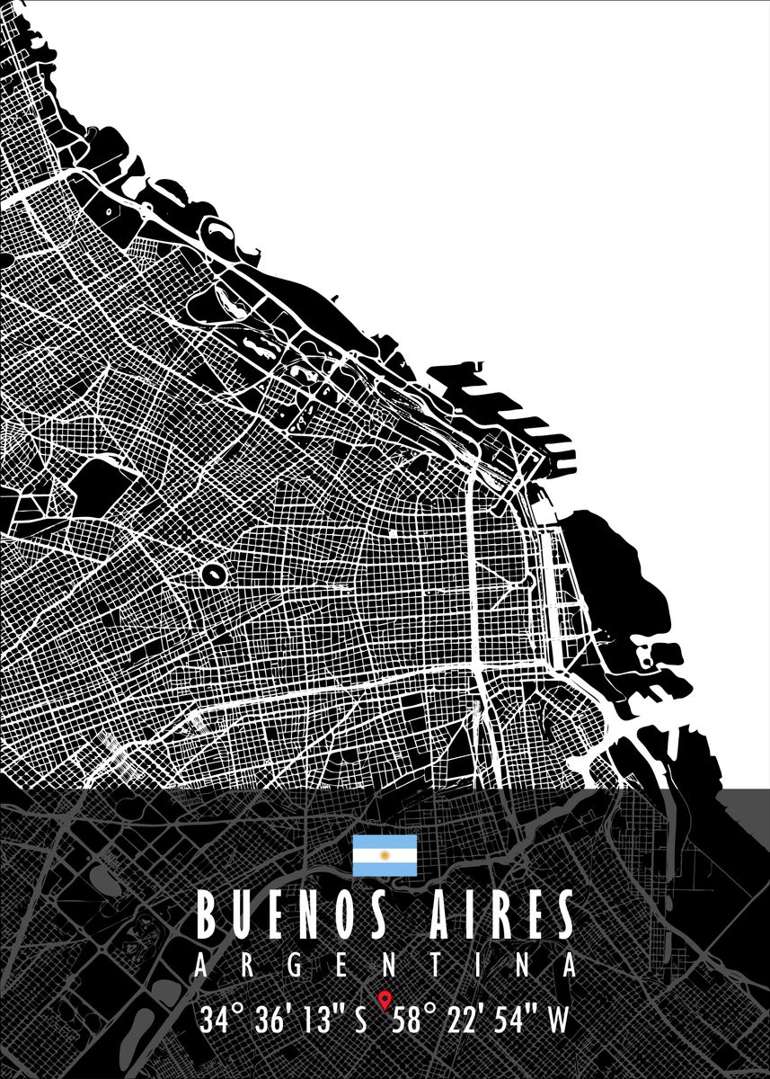 Buenos Aires Map Argentina Poster By Artistic Paradigms Displate 7732