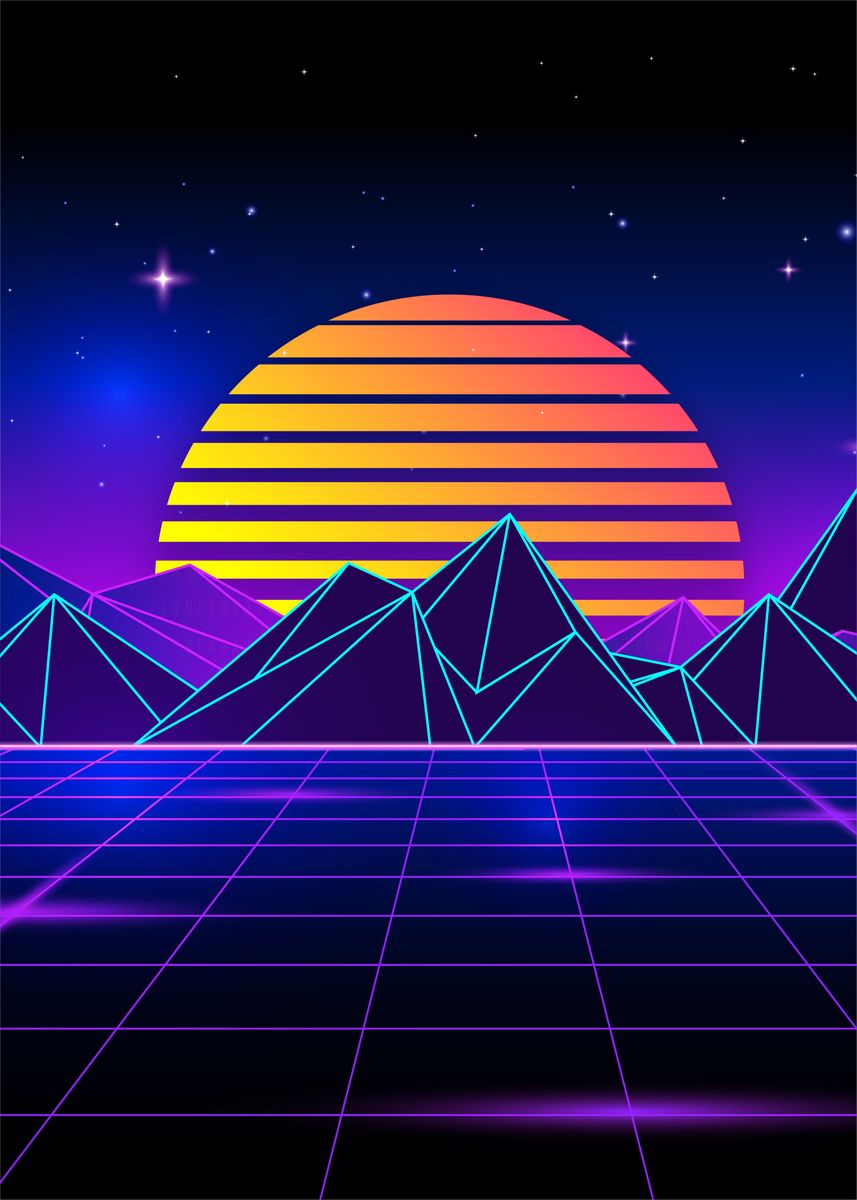 'Dazzling retrowave sunset' Poster by EDM Project | Displate