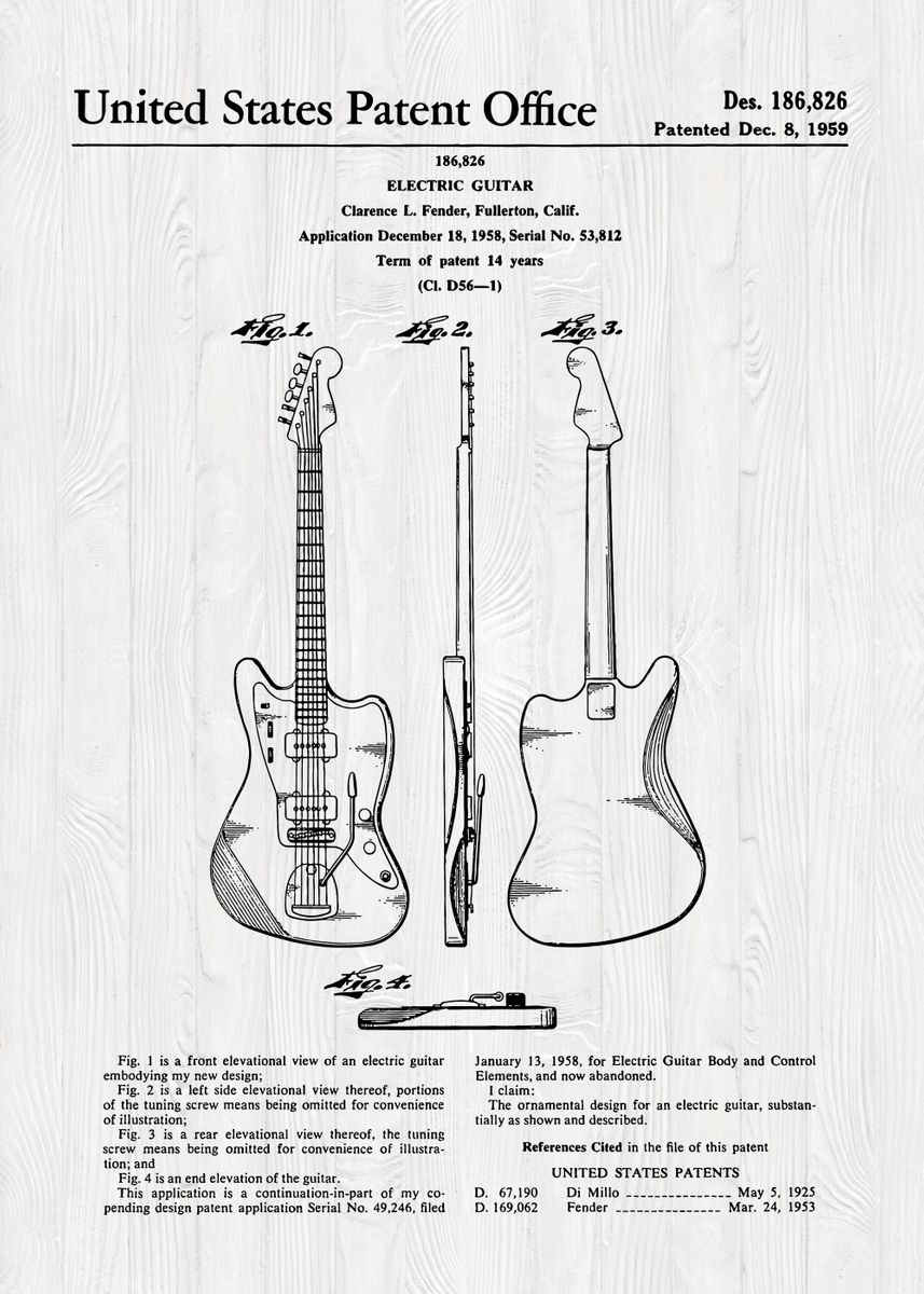 'Guitar Patent' Poster by ThomasDHaley Displate