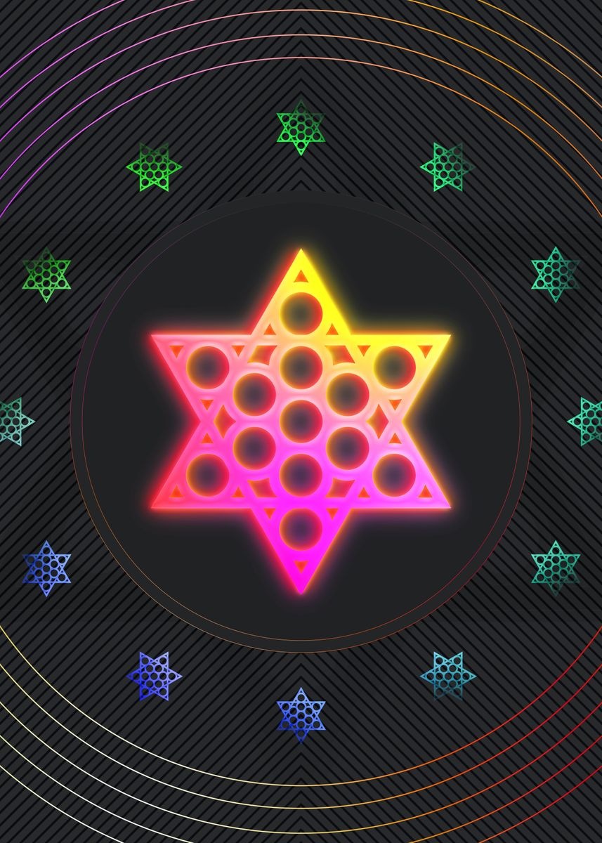 Mandala Rune 'Neon Glyph Mandala Rune' Poster, picture, metal print, paint by Holy ...