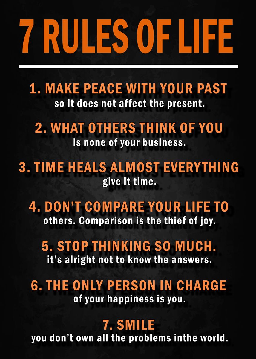 ' 7 Rules Of Life' Poster, picture, metal print, paint by Nice Pictures ...