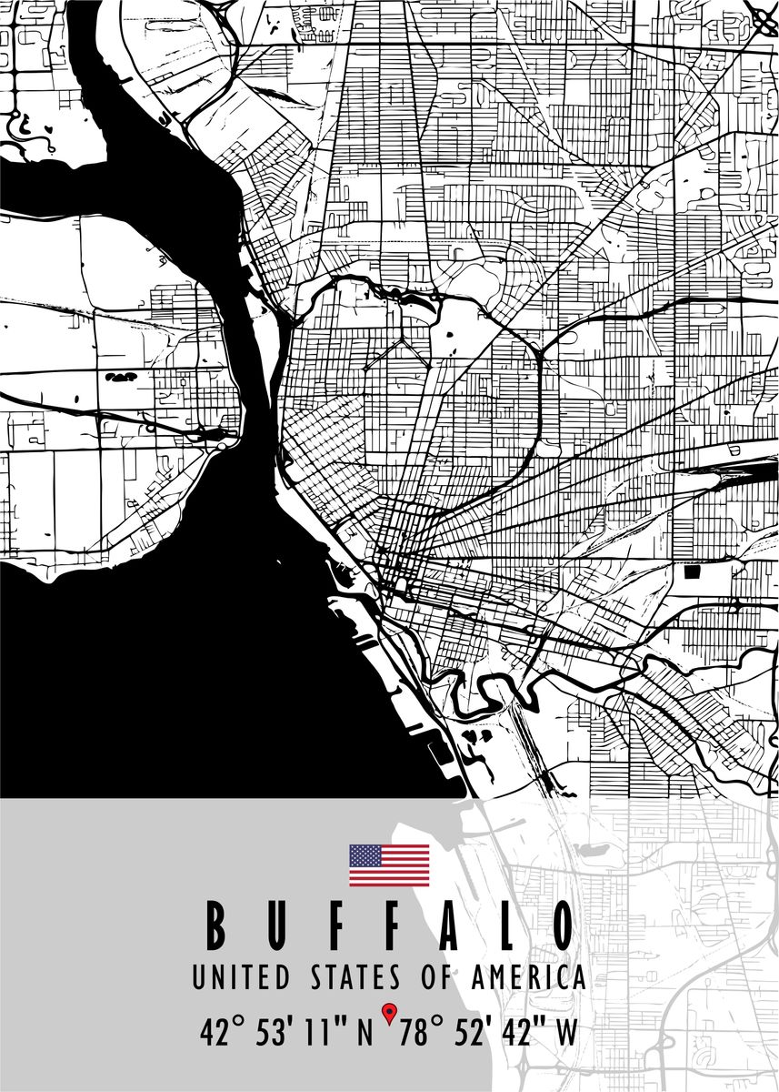 Bunke af nok Macadam BUFFALO MAP USA' Poster by Artistic Paradigms | Displate