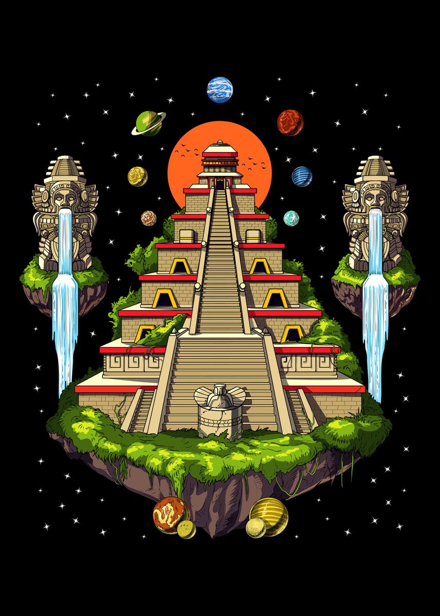 'Space Aztec Pyramid' Poster by Psychonautica | Displate