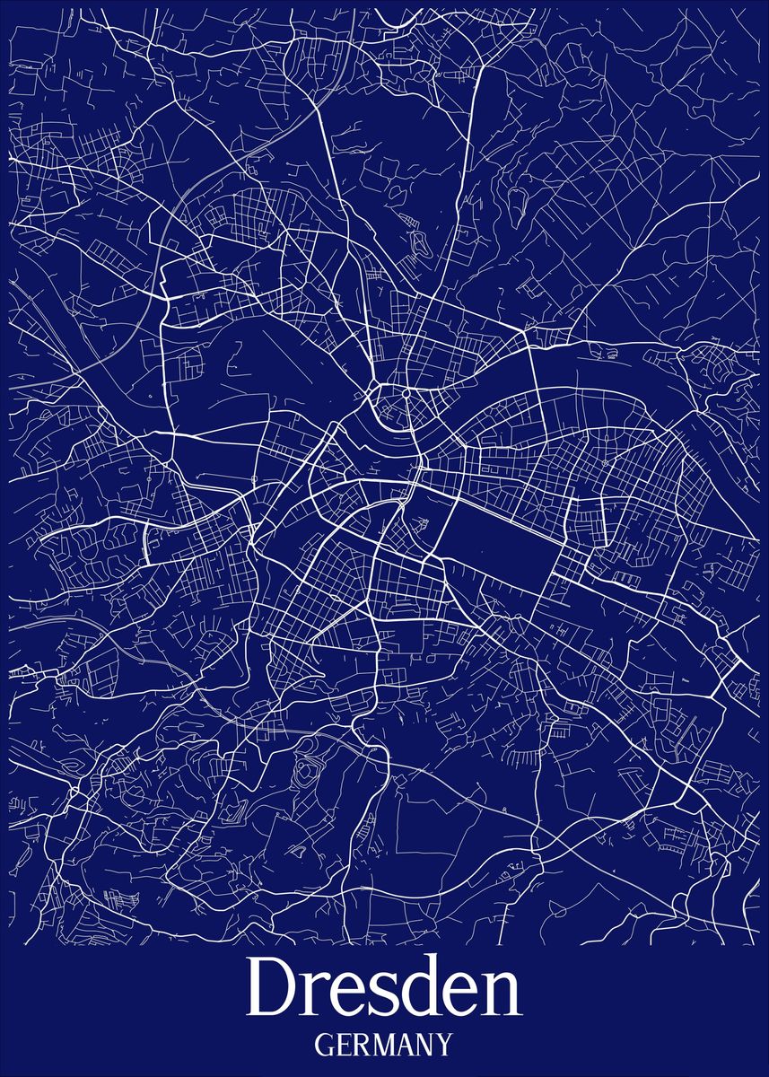 'Dresden City Map Germany' Poster, picture, metal print, paint by Max ...