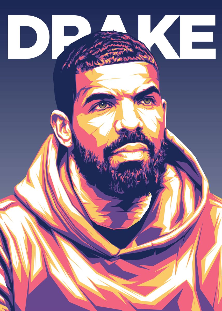 Drake Retro' Poster, picture, metal print, paint by Lucky Dream