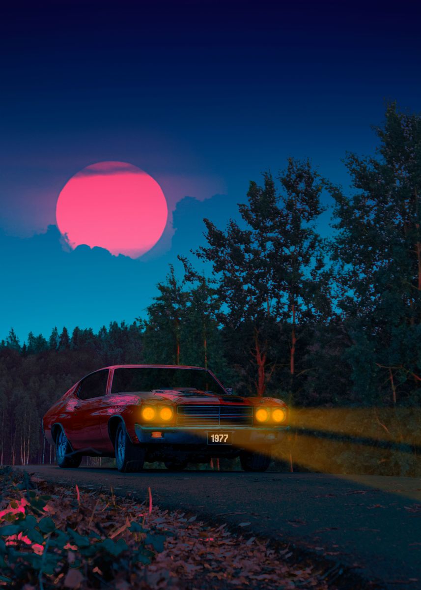 'Night Drive 3' Poster, picture, metal print, paint by Yagedan | Displate