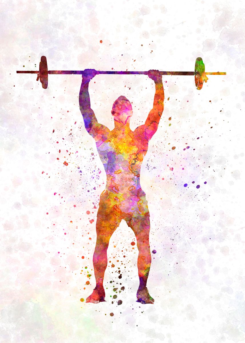 'Weightlifter in watercolor' Poster, picture, metal print, paint by ...