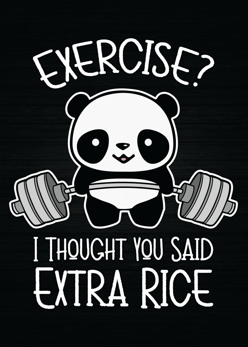Exercise Extra Rice Panda' Poster, picture, metal print, paint by CHAN