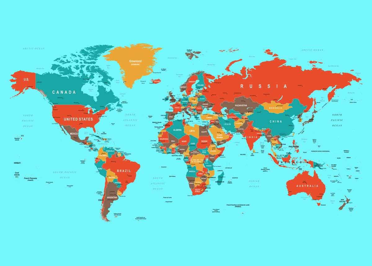 Detailed World Map Poster By Sam Kal Displate