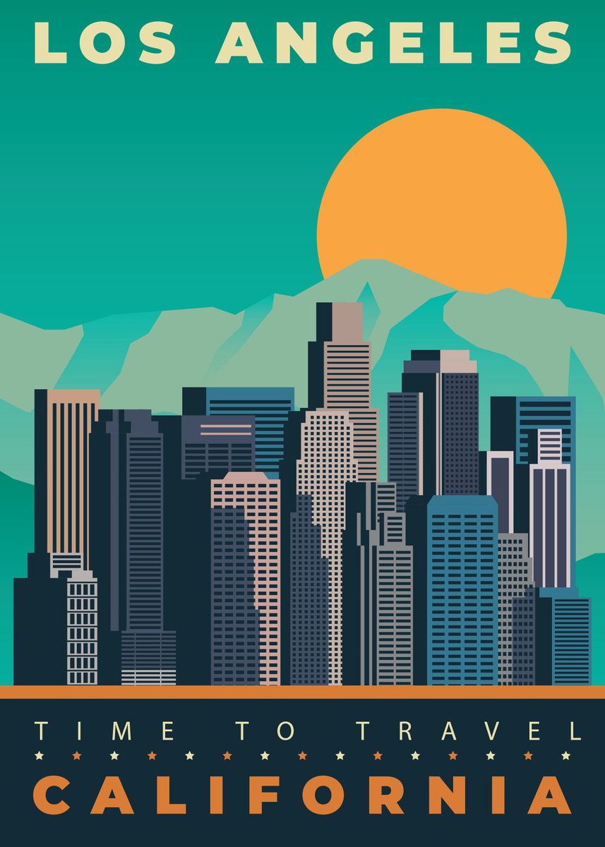 'LOS ANGELES' Poster, picture, metal print, paint by HildaWarren Studio ...