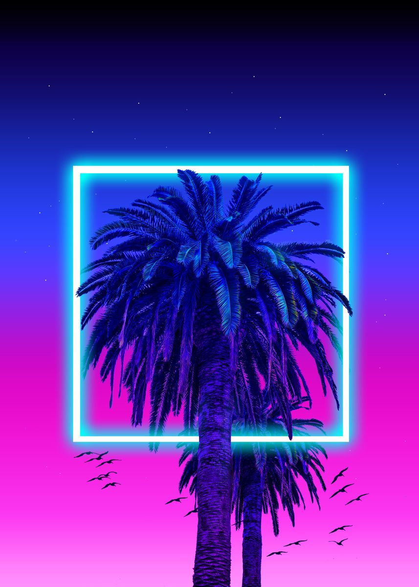 'palm synthwave' Poster by INSPIRE COLLECTION | Displate