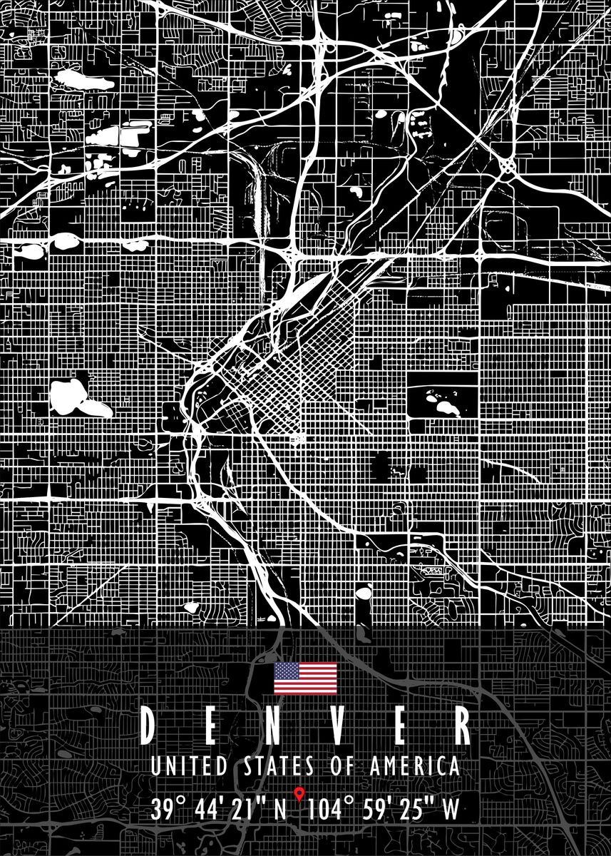 Denver Map Usa Poster By Artistic Paradigms Displate