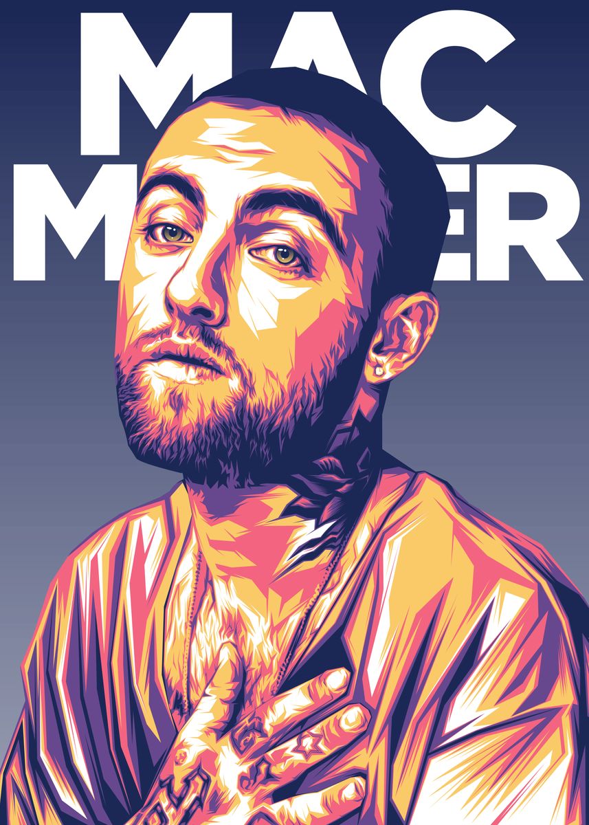 mac miller poster black and white