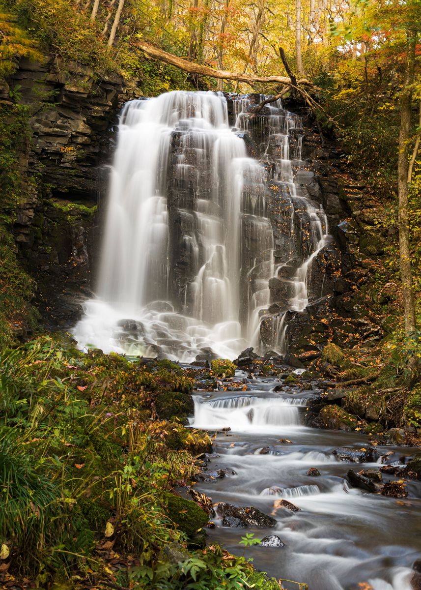 'Autumn waterfall in Japan' Poster, picture, metal print, paint by ...