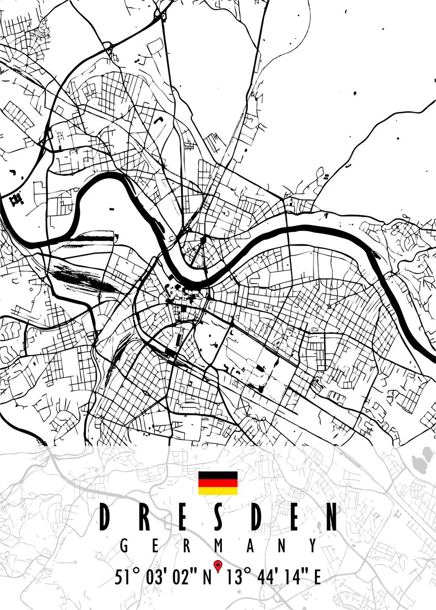 'DRESDEN MAP GERMANY' Poster by Artistic Paradigms | Displate