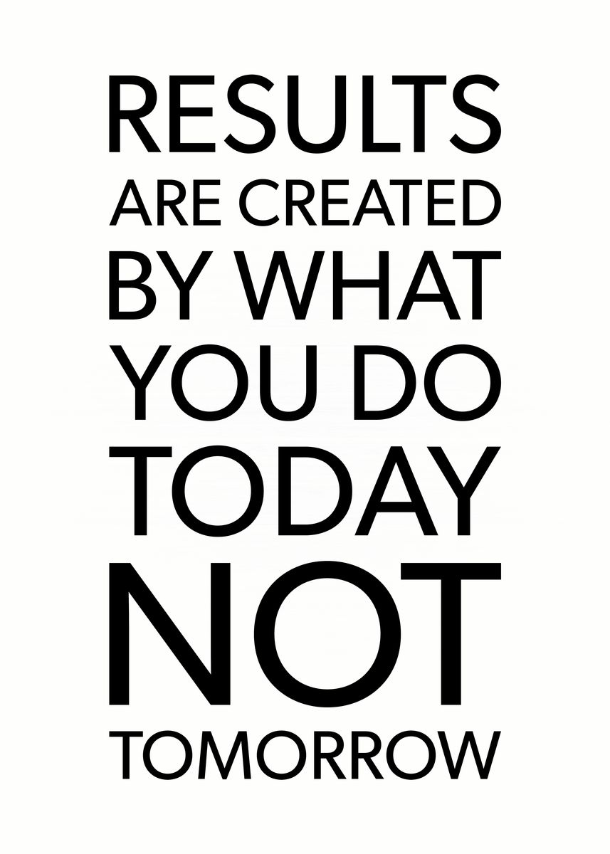 'Results Are Created Today' Poster, picture, metal print, paint by CHAN ...