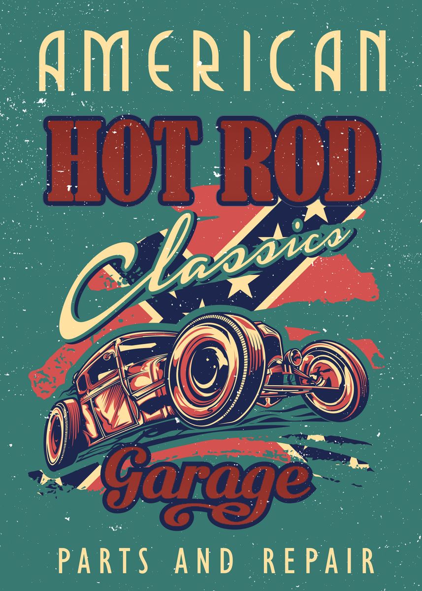 'American Hot Rod' Poster by Paulix Bed | Displate