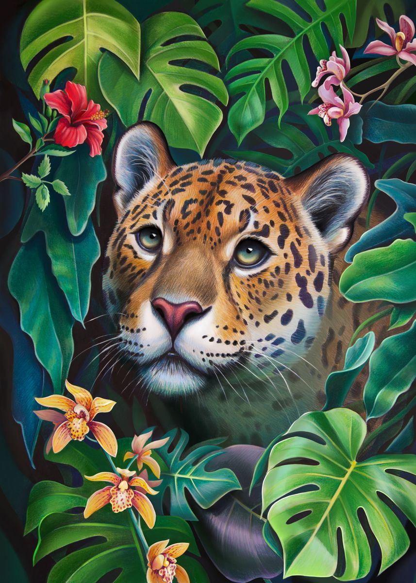 'Portrait Jaguar' Poster by Nataliia Zakharova | Displate