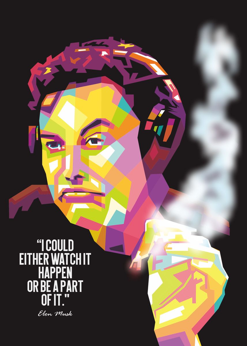 'Elon Musk in Wpap' Poster, picture, metal print, paint by Royyen Roy ...