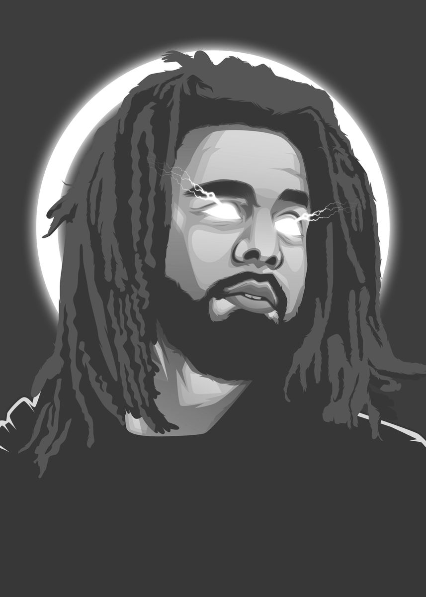 'J Cole Rapper' Poster, picture, metal print, paint by Colorize Studio ...