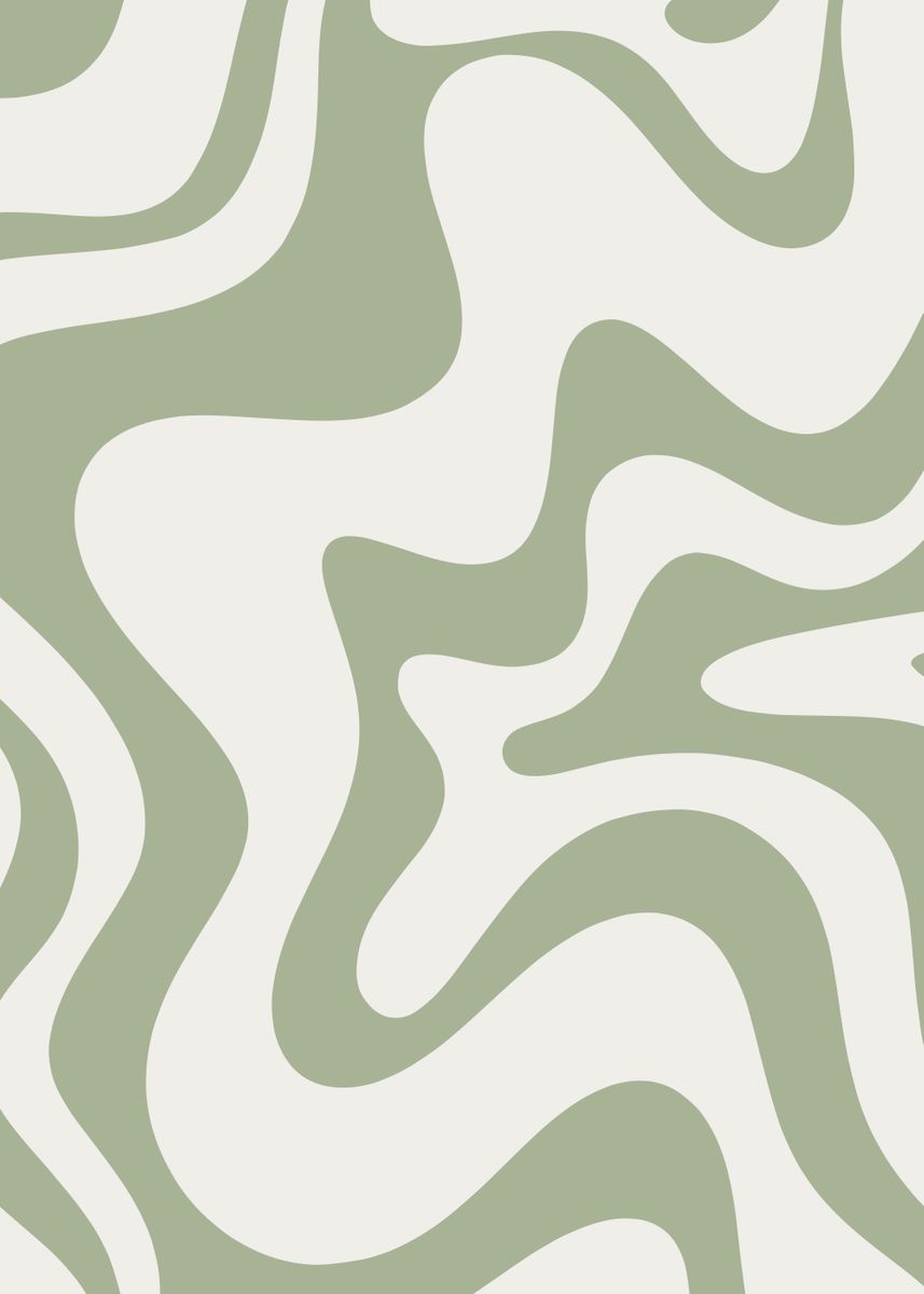 'Retro Swirls in Sage Green' Poster, picture, metal print, paint by ...