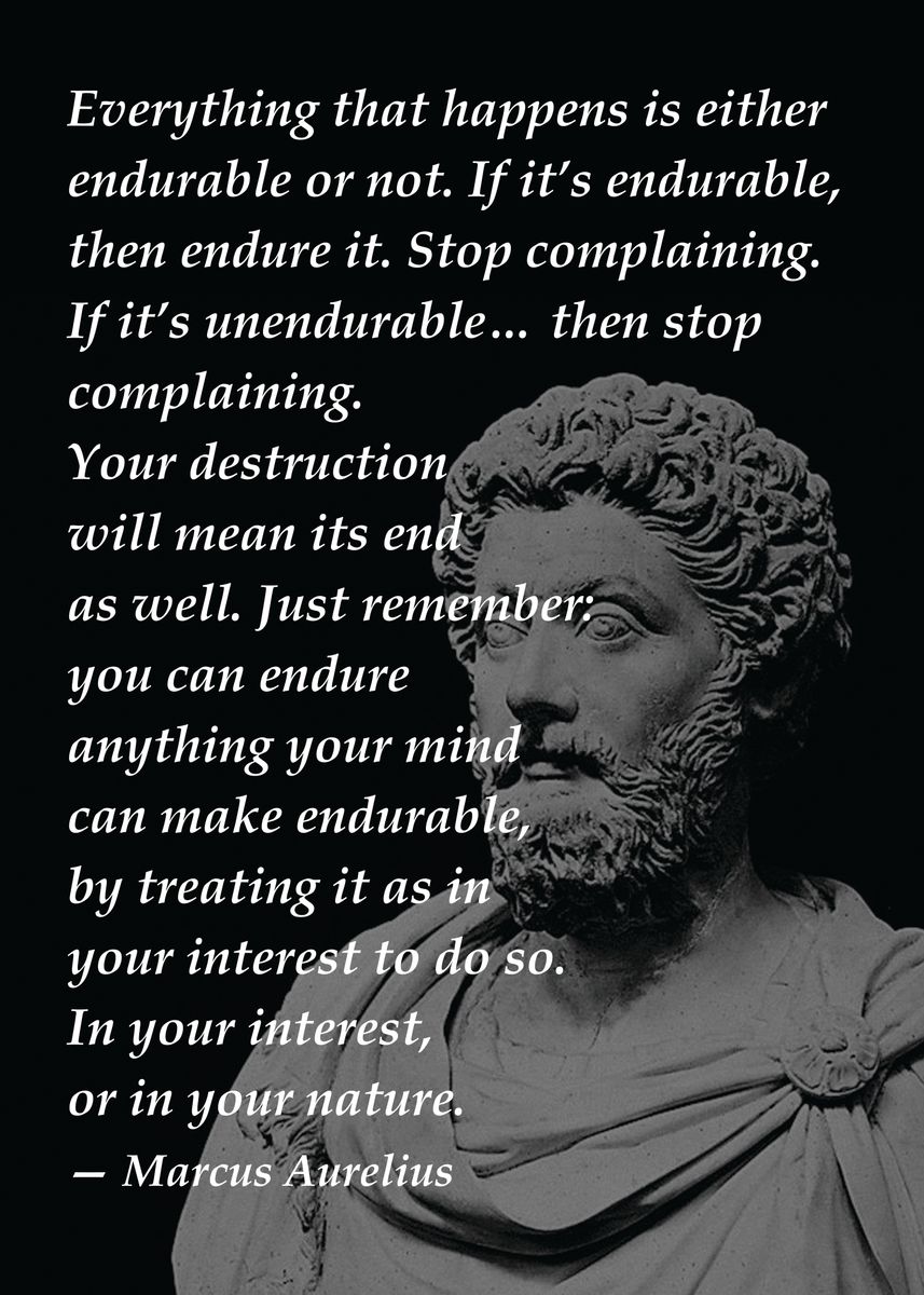 'Endure Stoic Quote' Poster, picture, metal print, paint by CHAN | Displate