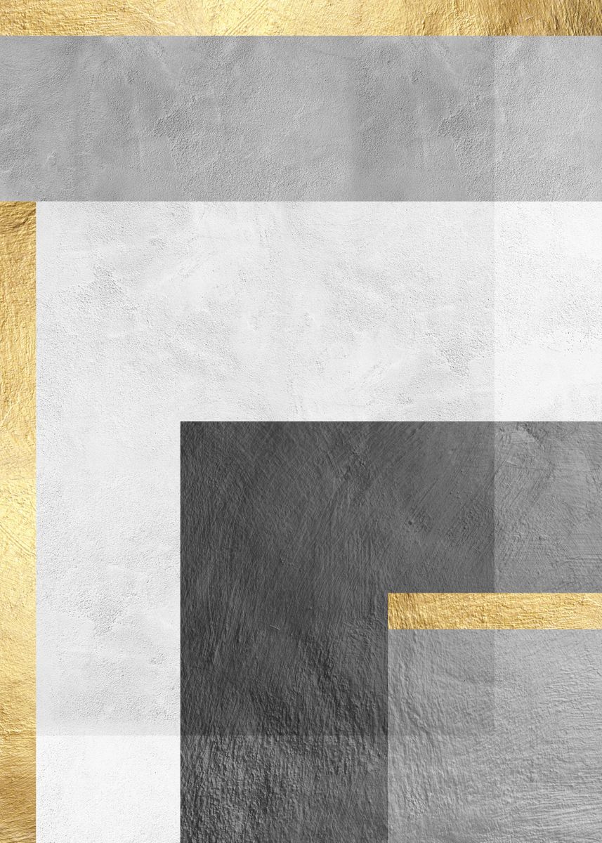 'Gray and gold art I' Poster by Vitor Costa Displate