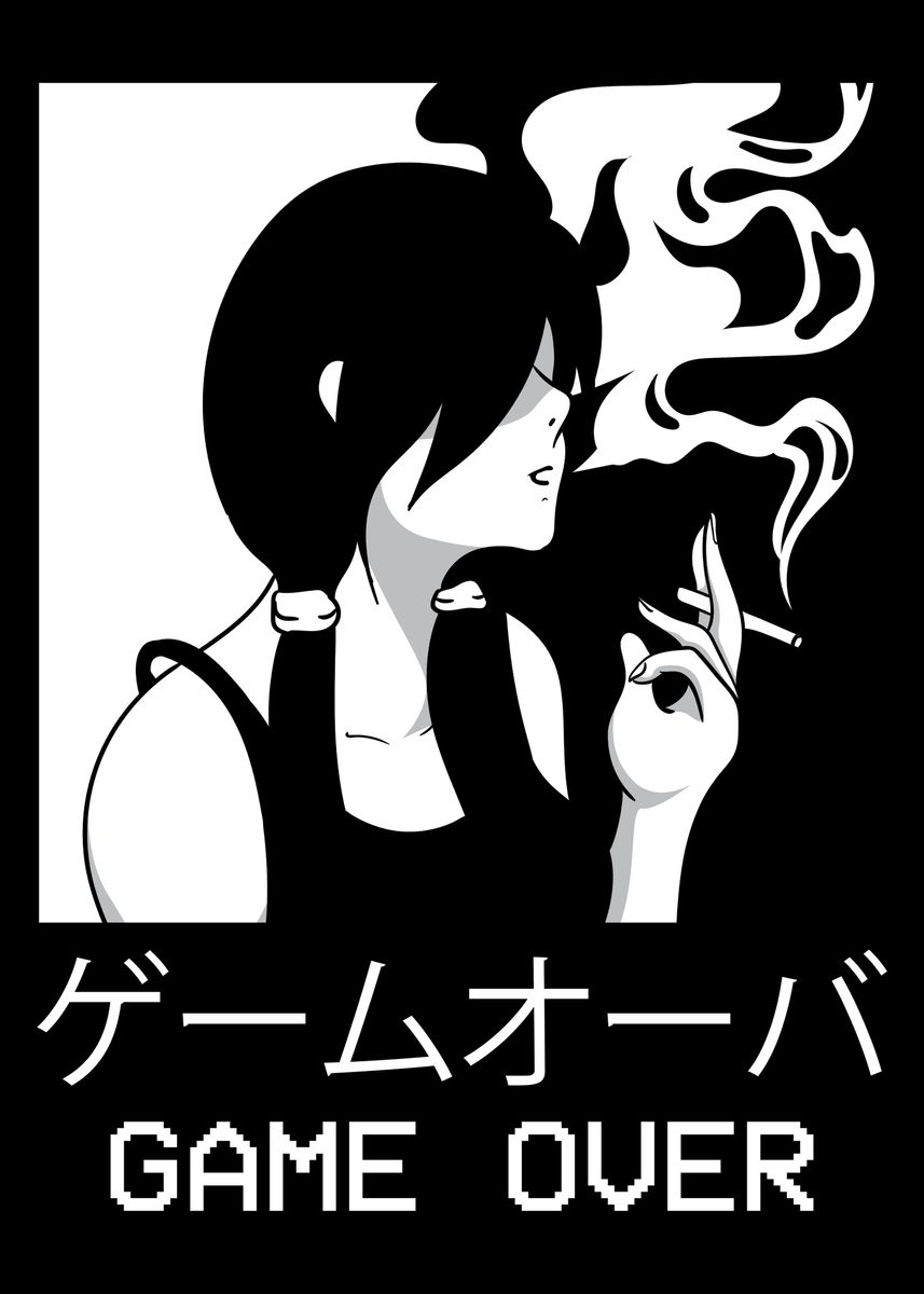 Dark Anime Girl Art Anime Aesthetic Print Gothic Emo Gamer 