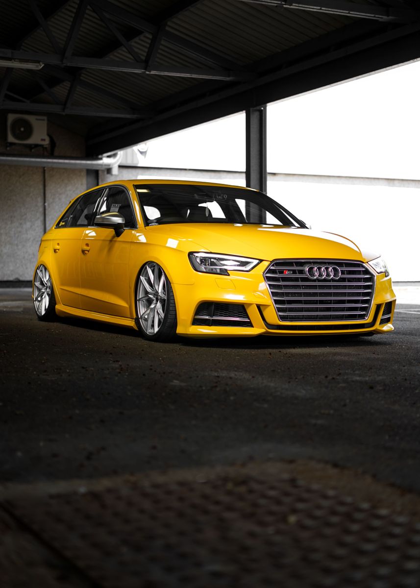 'Vegas Yellow Audi S3' Poster, picture, metal print, paint by