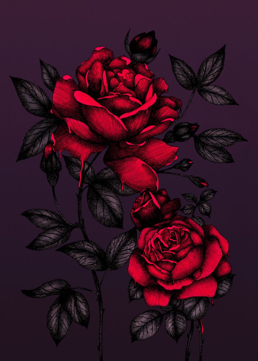 Bleeding Roses' Poster by Elyssa Long | Displate