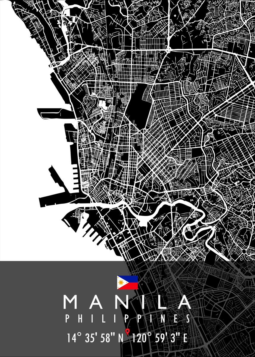 'MANILA MAP PHILIPPINES' Poster by Artistic Paradigms | Displate