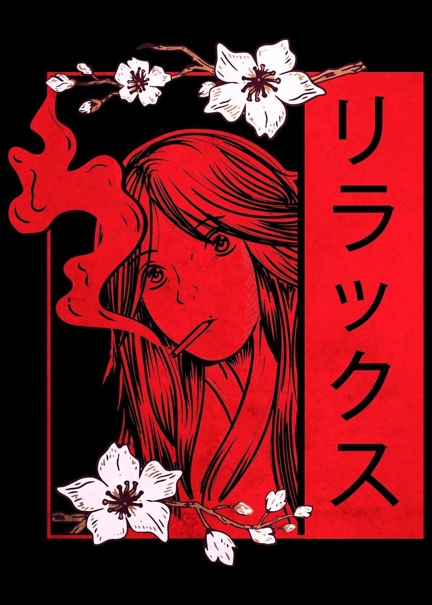 Dark Anime Girl Wall Art Anime Aesthetic Print Gothic Emo 