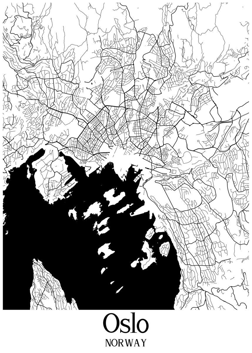 'Oslo City Map Norway' Poster, picture, metal print, paint by Max Ronn | Displate