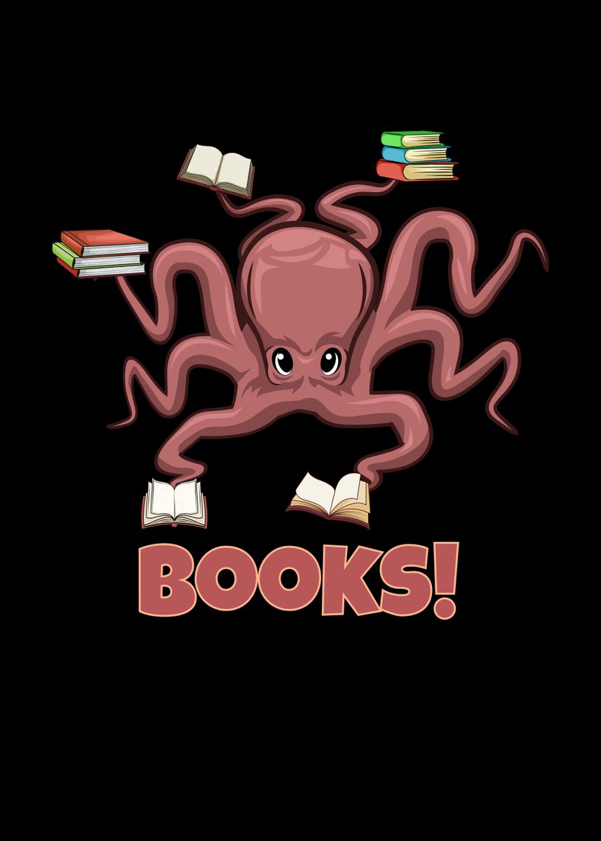 'Octopus Book Lover Kids' Poster, picture, metal print, paint by Youwantit | Displate