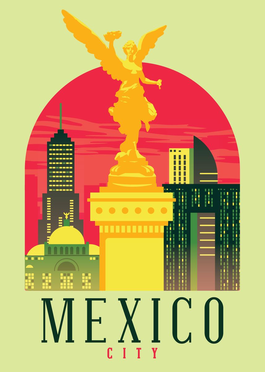 'Mexico City' Poster, picture, metal print, paint by Sam Kal | Displate